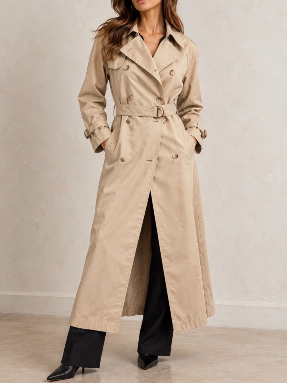 Vintage London Fog Maincoats Tan Belted Trench Coat Wool Plaid Lined